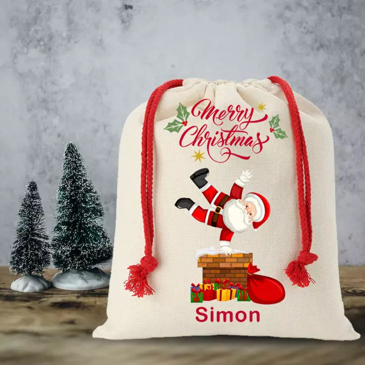 Personalised Premium Linen Christmas Sack - 9 Designs