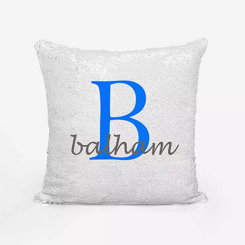 Personalised Sequin Magic Cushion For Him - Add Initial