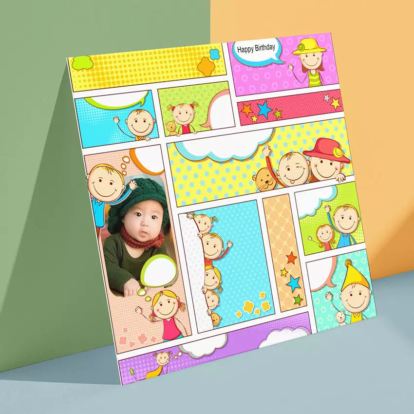 Personalised Photo Folded Birthday Card - Kids Party