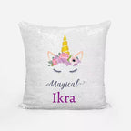 Personalised Magical Unicorn Sequin Magic Cushion Cover