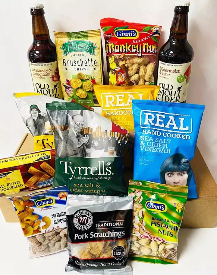 Old Mout Cider and Snacks Hamper with Personalised Christmas Card