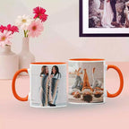 Personalised Coloured Inside Mug with 2 Photos & Text - Choose Mug Colour