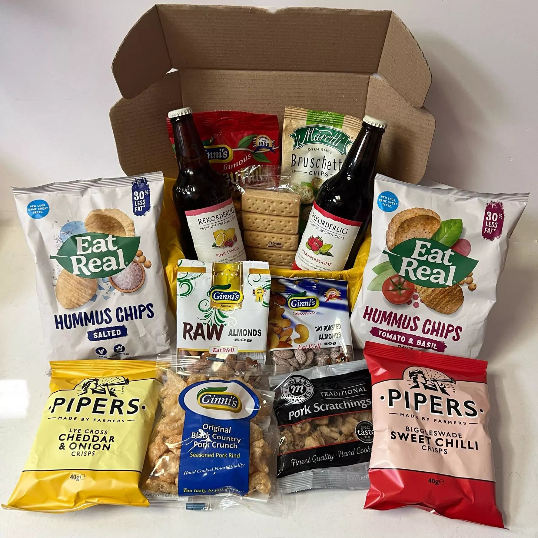 Rekorderlig (Swedish Cider) and Snacks Hamper with Personalised Christmas Card