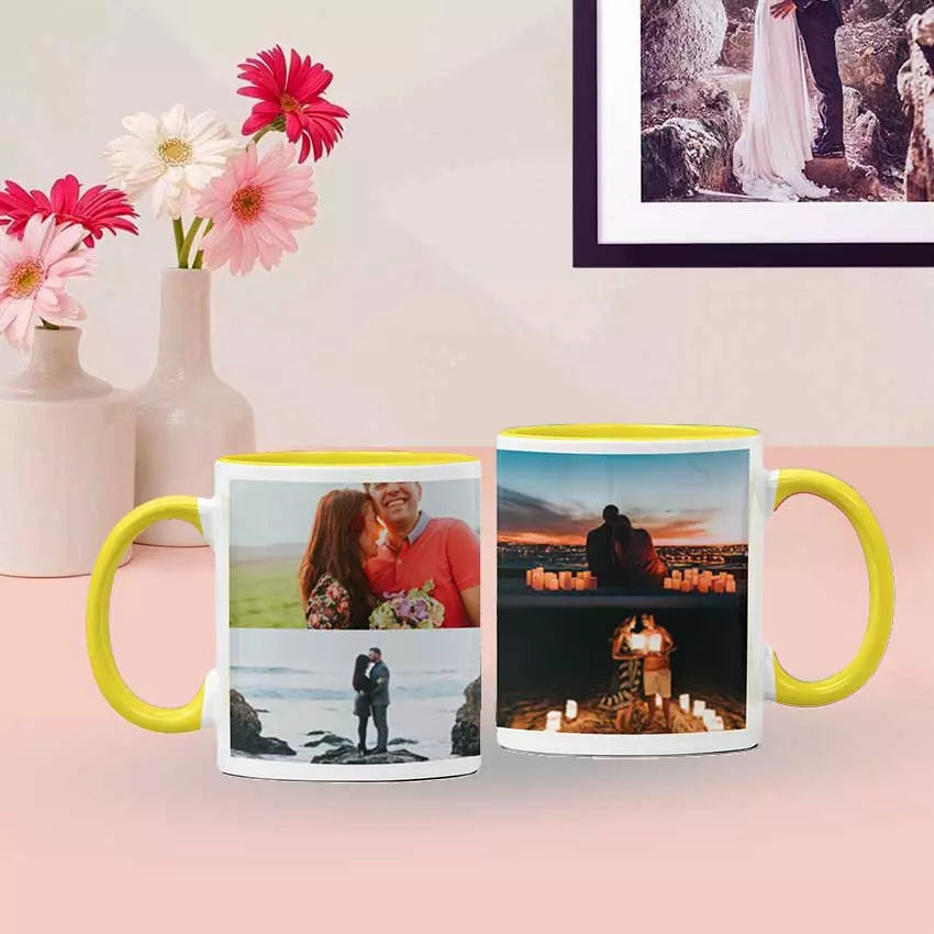 Personalised Black Coloured Inside Mug with 4 Photo Collage