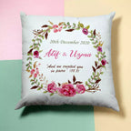 Personalised Pretty Pink Wreath Cushion - Add Names/Dates
