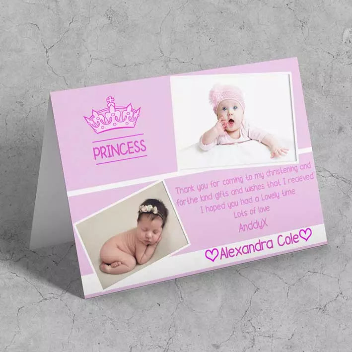 Personalised Pink Folded Card with Photos & Message