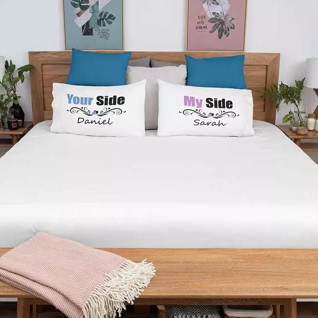 Personalised 'My Side - Your Side' Couple Pillowcases