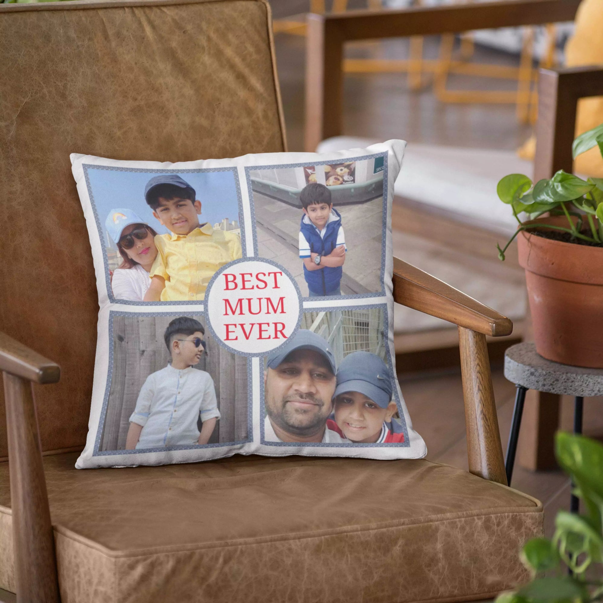 Photo Collage Cushion & Chocolates Hamper - Add Personalised Message