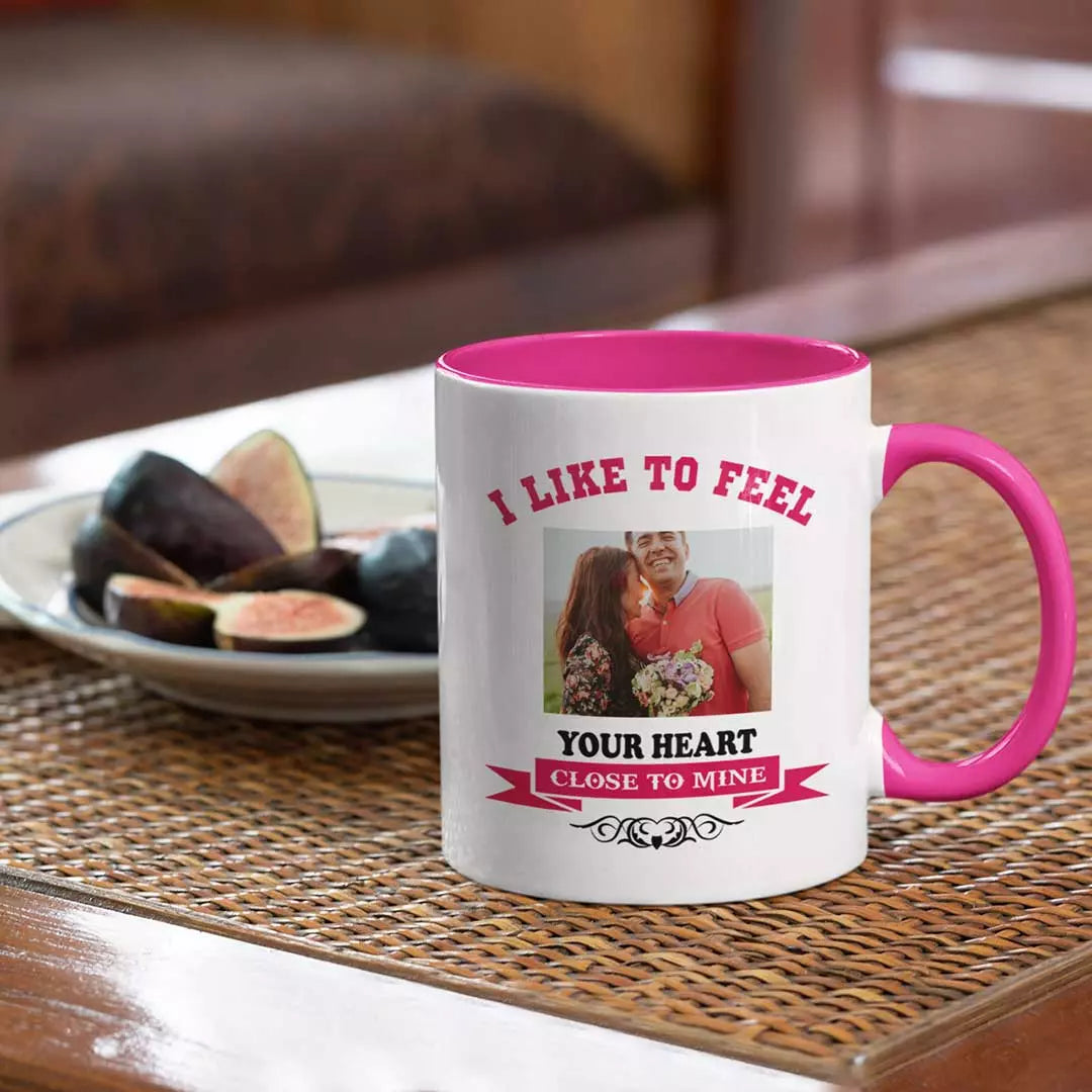 I Like to Feel Your Heart' - Personalised Colour Inside Mug