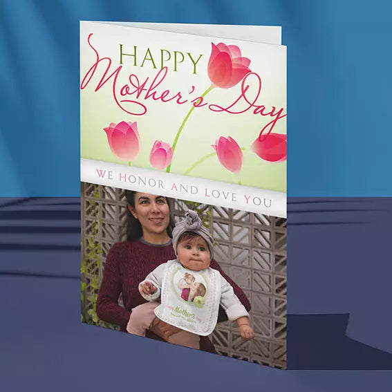 Personalised Photo Tulips Folded Card for Mother's Day