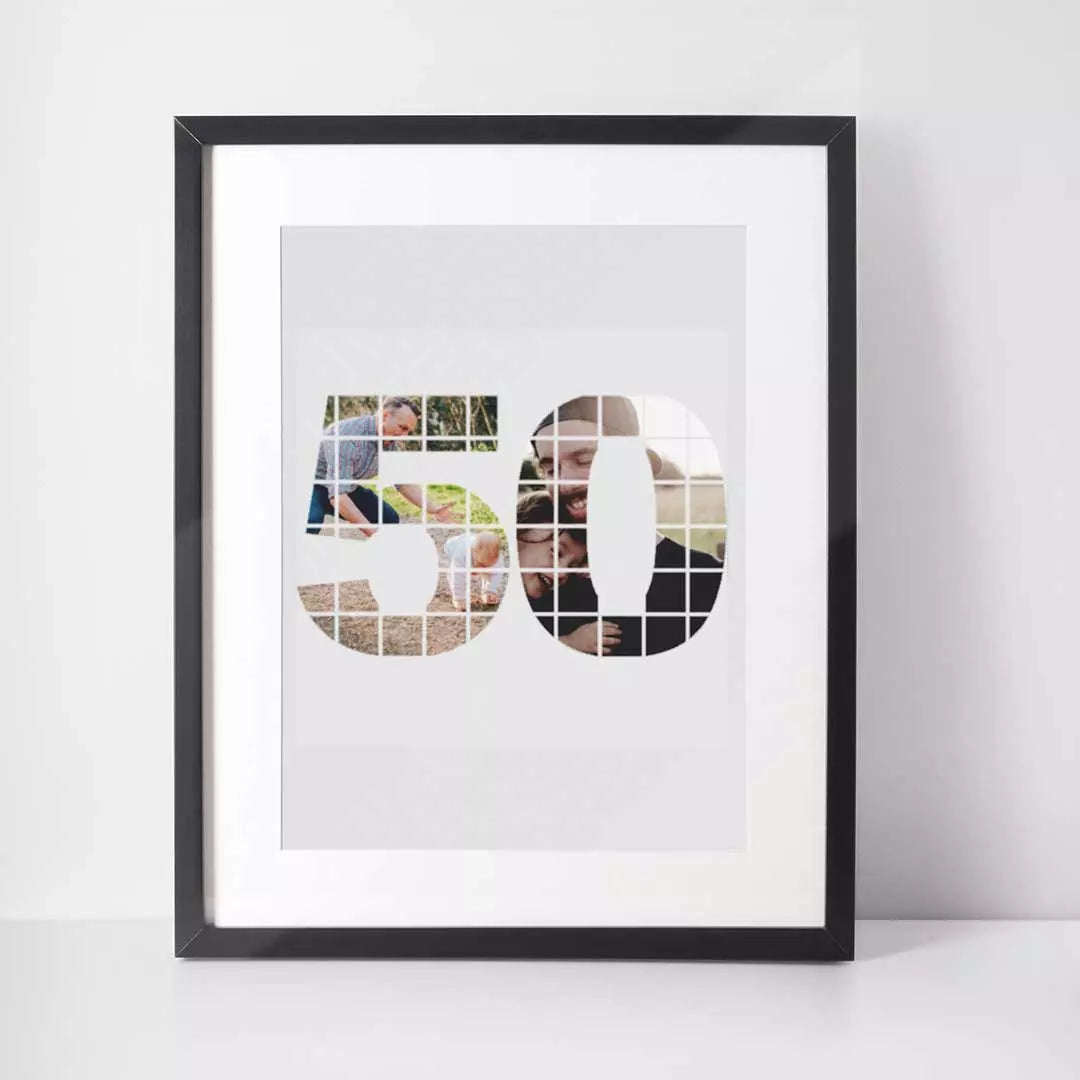 Personalised 2 Photo Collage Wall Art - 50 Years