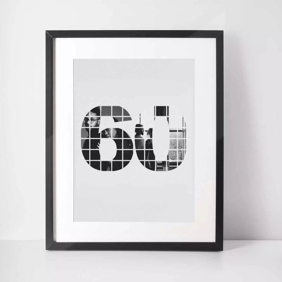 Personalised 2 Photo Collage Wall Art - 60 Years