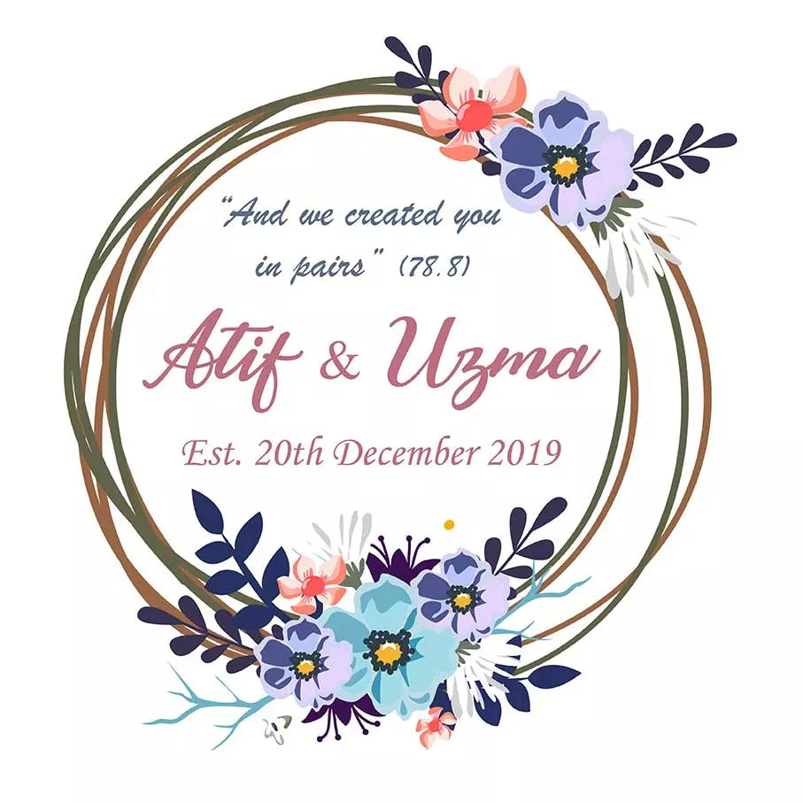 Personalised Labels-Invitations-Stickers - Text with Purple & Pink Wreath