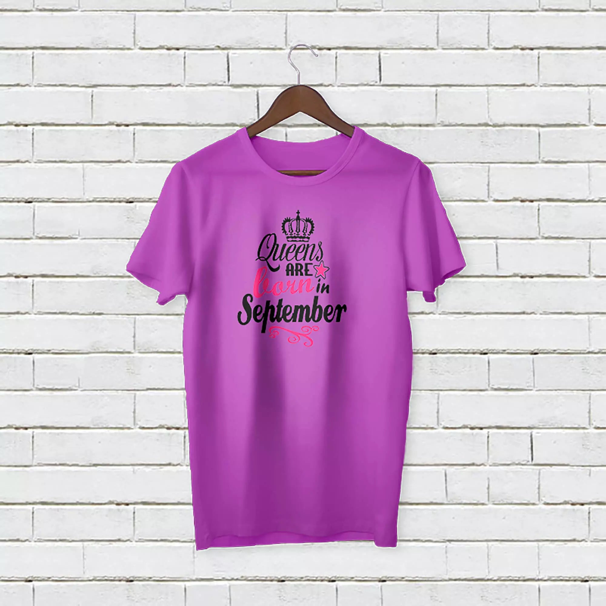 Personalised Queens are Born in September T-Shirt