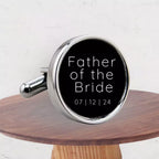 Personalised Title and Wedding Date Round Cufflinks with Gift Box