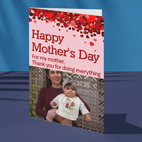 Personalised Photo Hearts Folded Card for Mother's Day