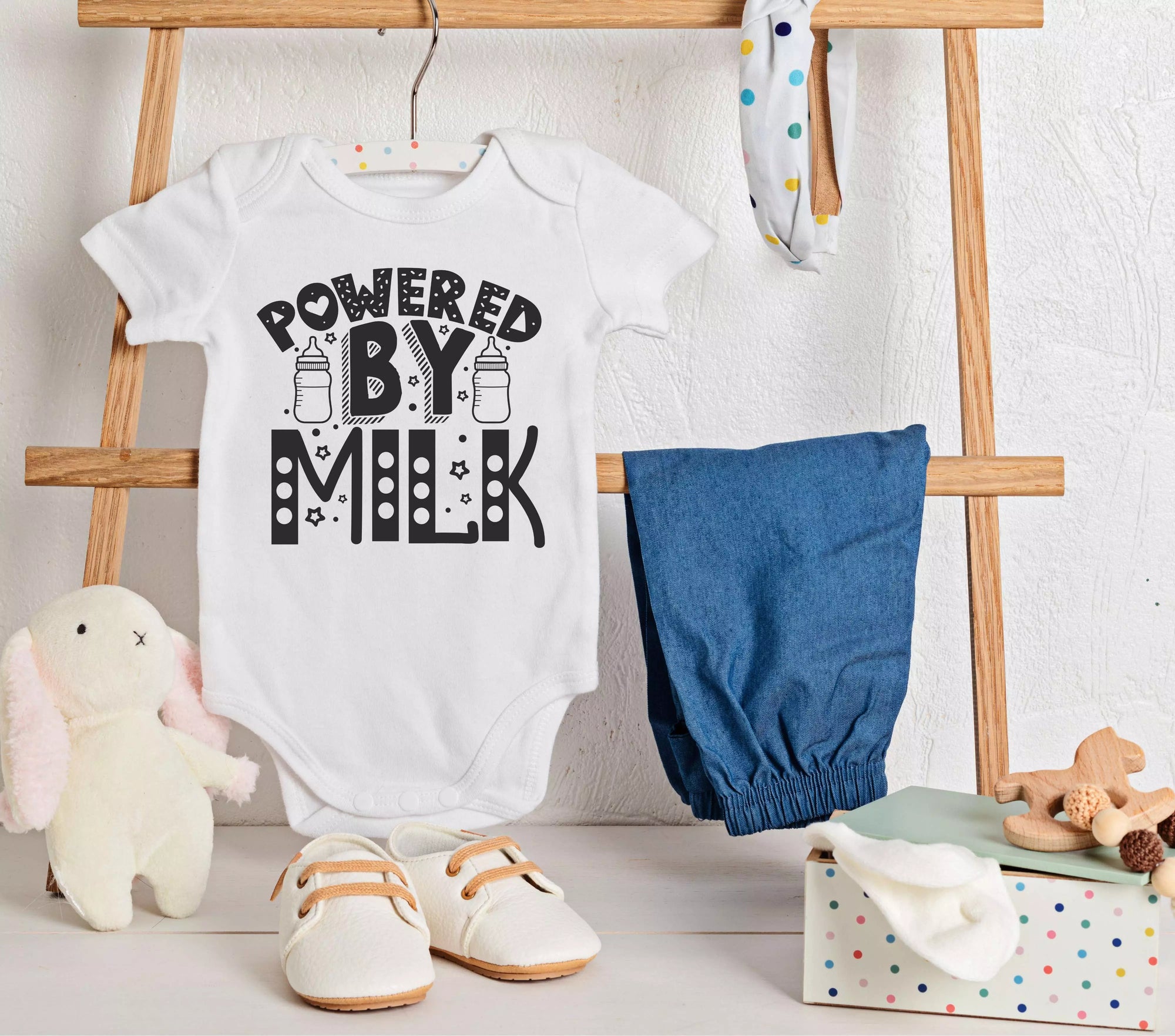 Personalised 'Powered By Milk' Babygrow