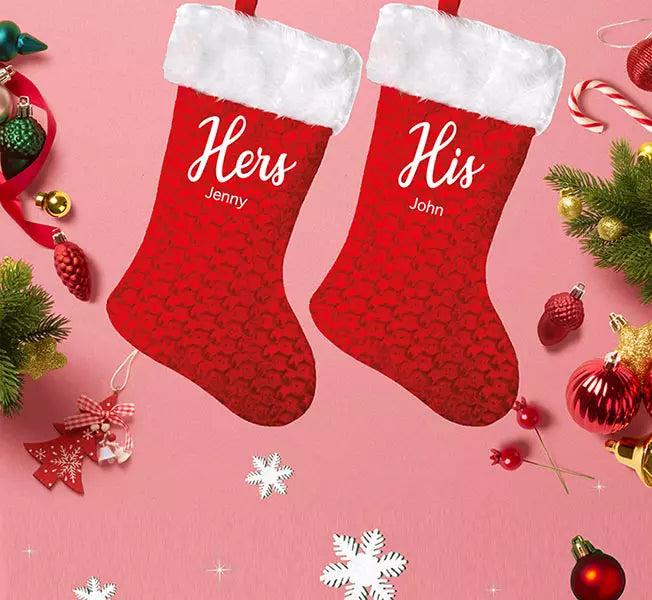 Personalised His & Hers Couple Christmas Stockings - Add Names