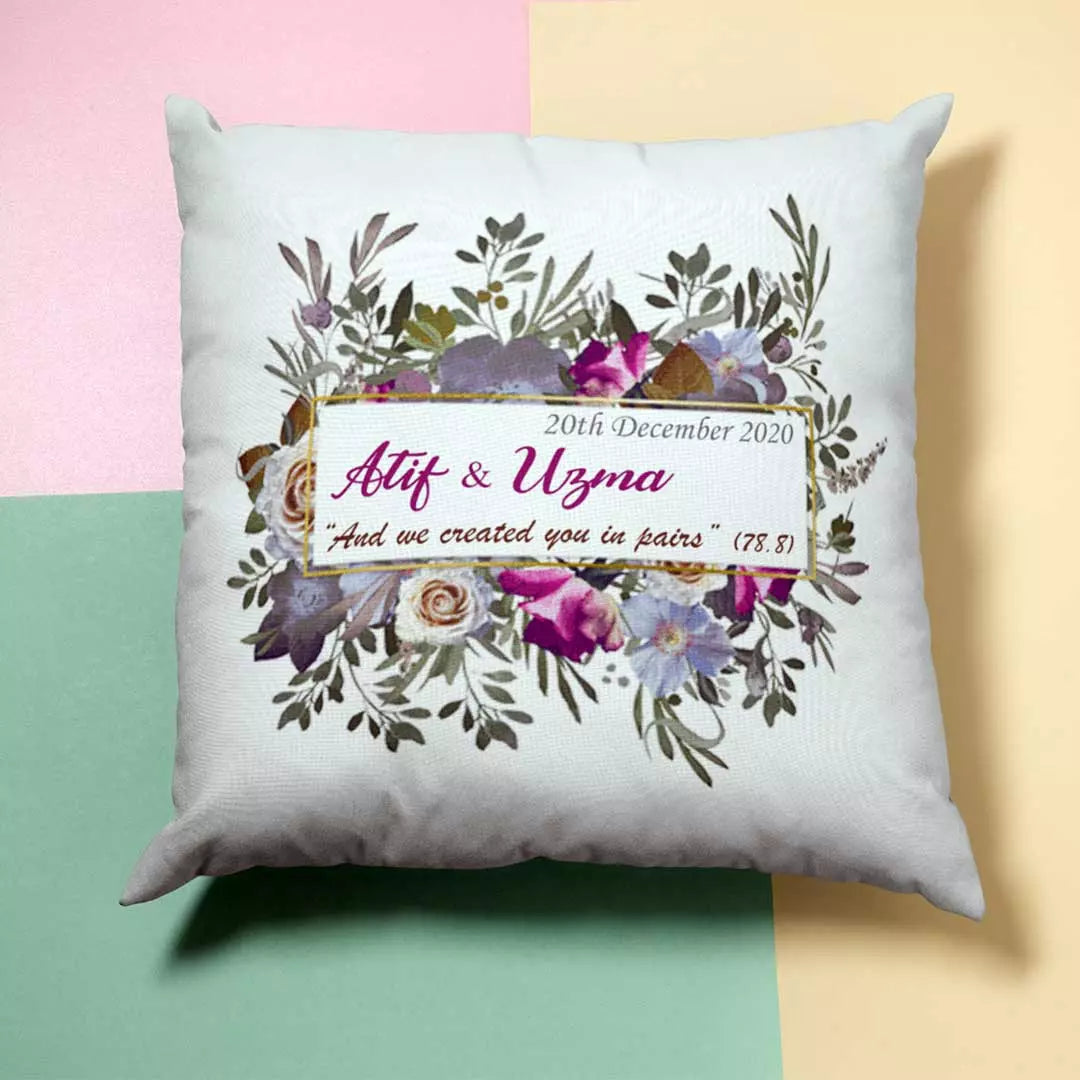 Personalised Succulent Garland Cushion - Add Names/Dates