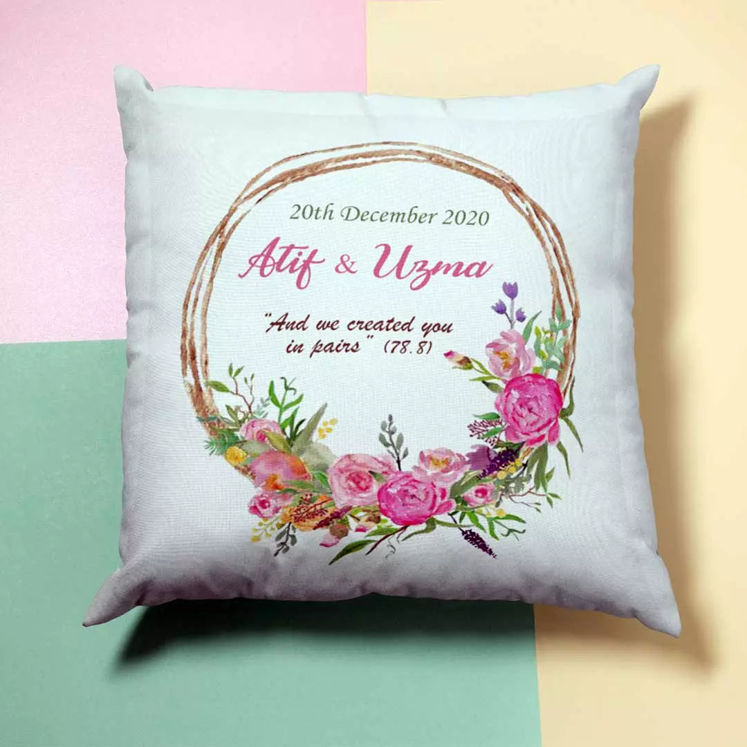 Personalised 50 Shades of Pink Garland Cushion - Add Names/Dates