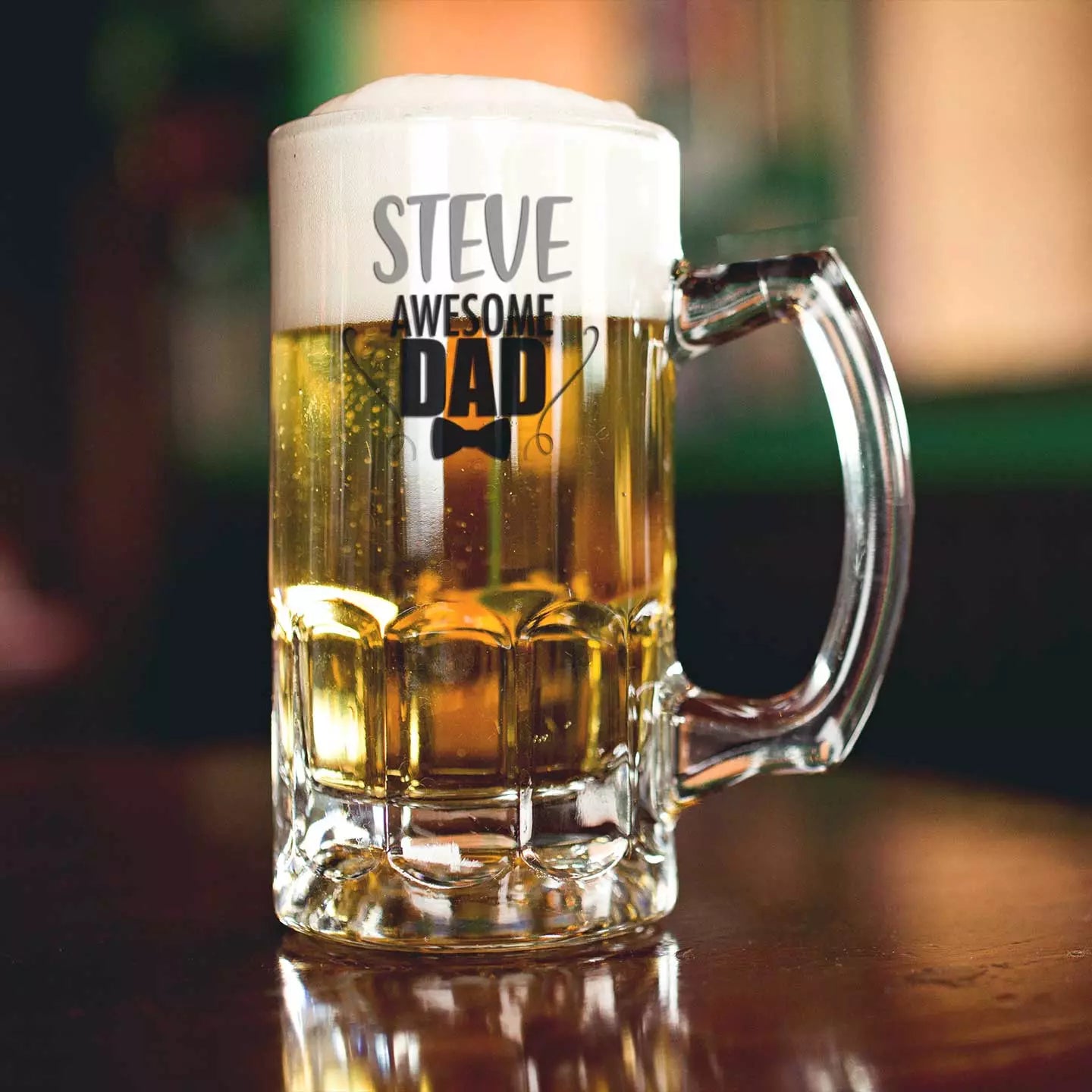 Awesome Dad' Father's Day Beer & Snacks Hamper with a Personalised Pint Tankard Glass - Add Name