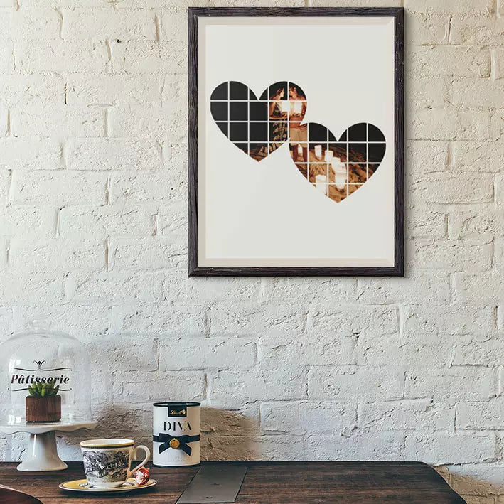 Personalised Twin Heart Photo Wall Art - Upload Photo