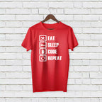 Personalised Funny Daily Activity T-Shirt - Eat, Sleep, Code, Repeat