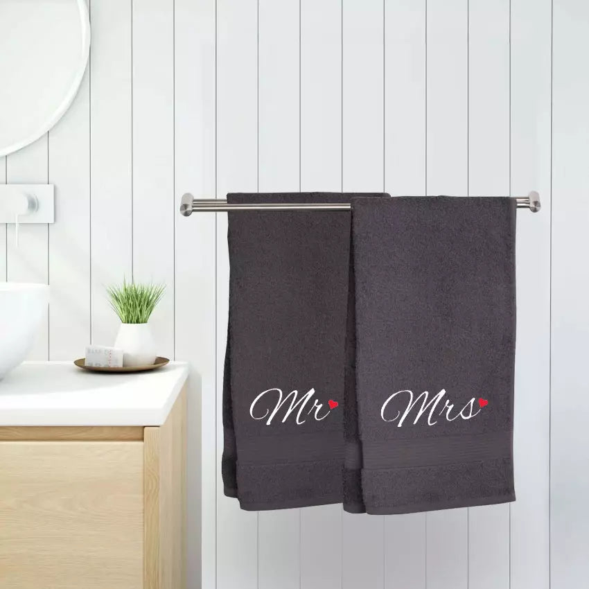 Personalised Mr & Mrs Embroidered Couples Towels