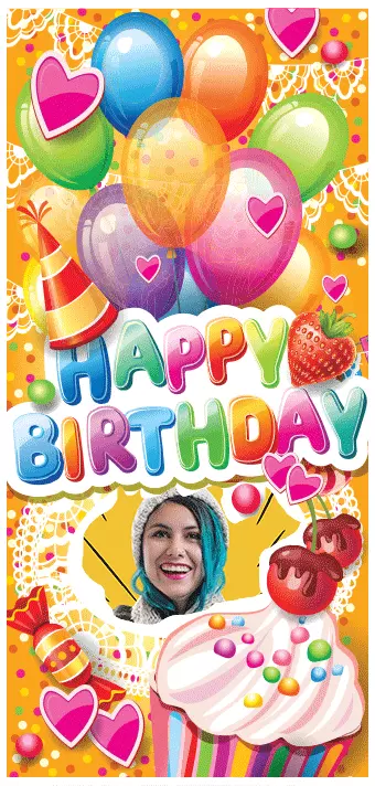 Personalised Birthday Balloons Banner - Upload picture