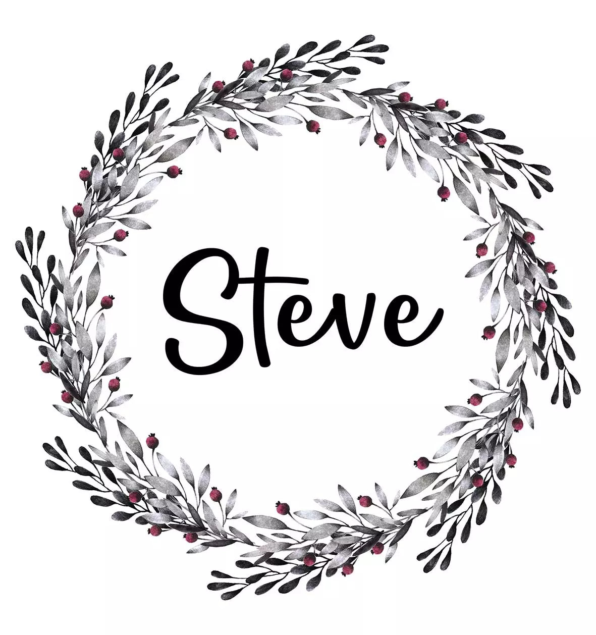 Personalised Pocket Bib with a Grey Wreath Design - Add Name