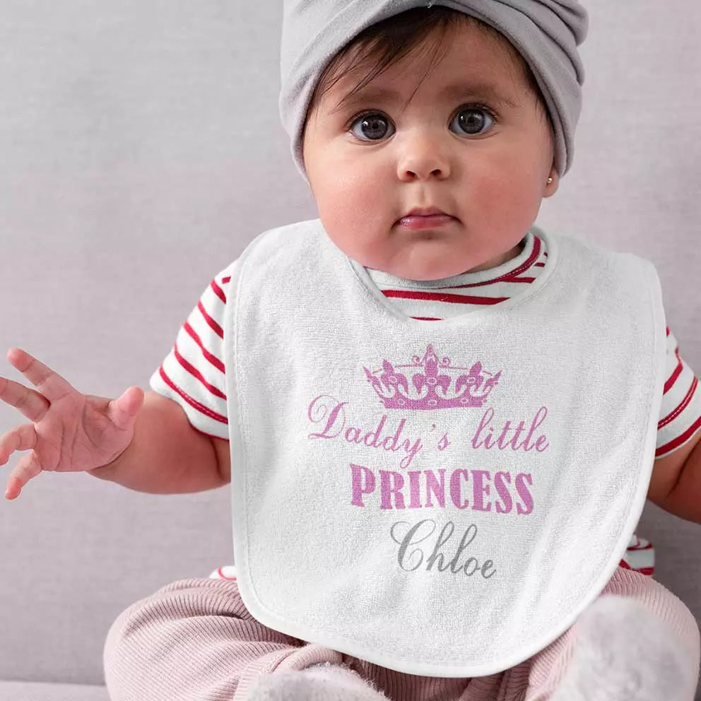 Personalised 'Mummy/Daddy's Little Princess' Baby Bib with Crumb Pocket - Add Name