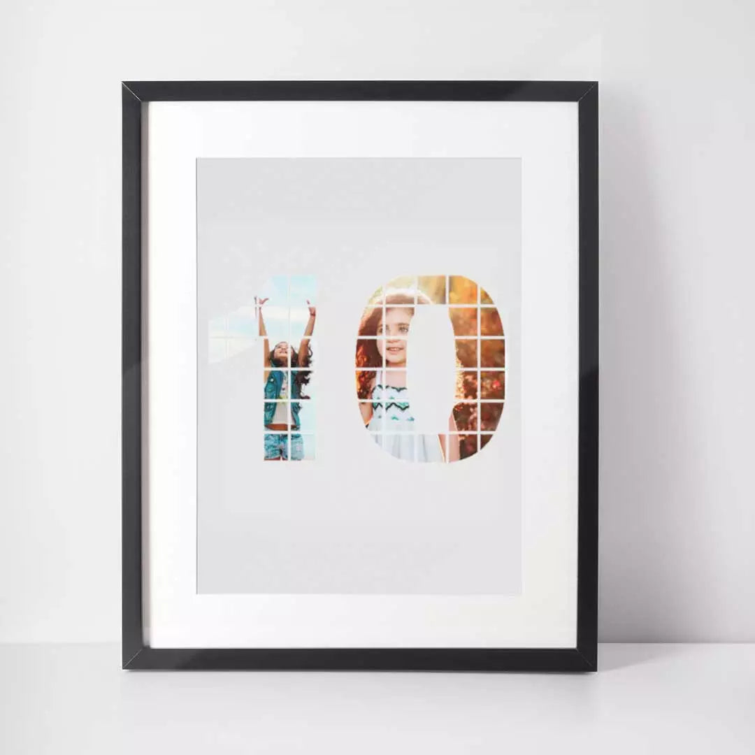 Personalised 2 Photo Collage Wall Art - 10 Years