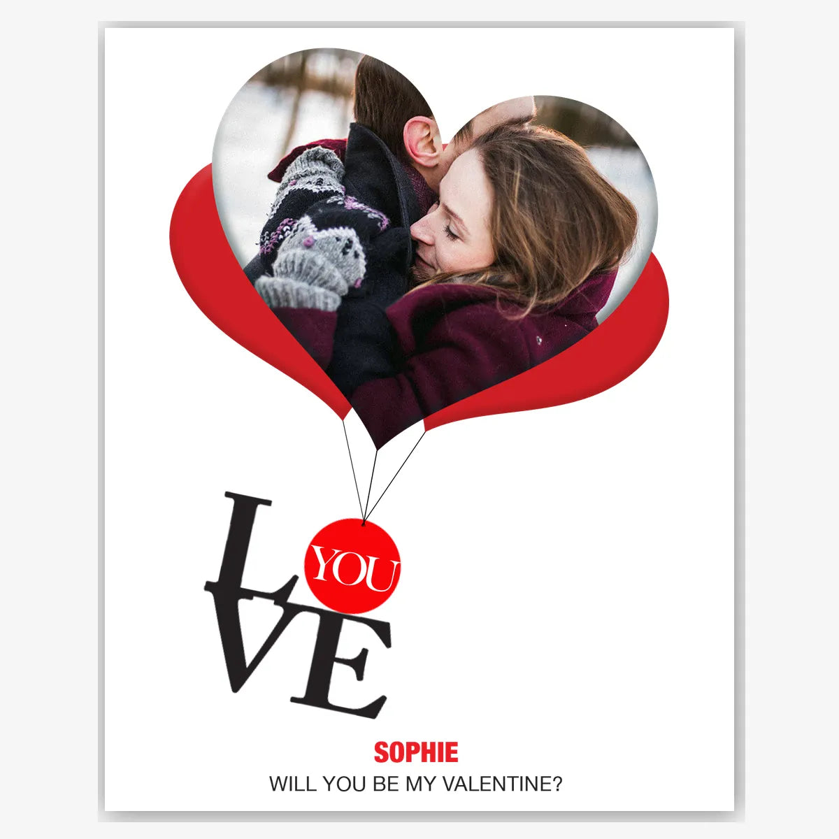 Ribbon Heart Photo Reveal – Personalised Card – personalised Valentine card, custom romantic greeting or anniversary card; make your own unique card.