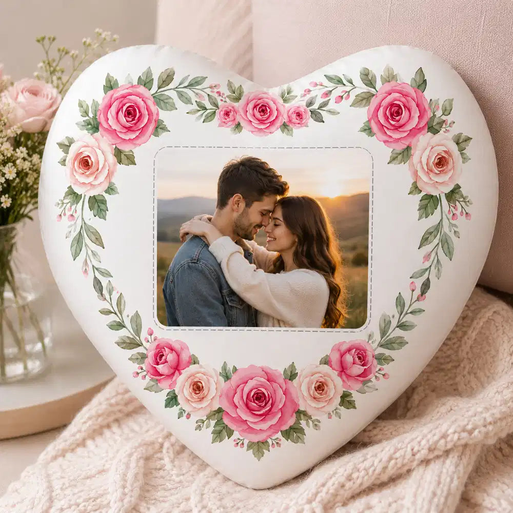 personalised cushion with photo floral design custom picture keepsake