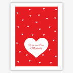 Scattered Hearts with Big Heart – Personalised Valentine’s Day Card – personalised Valentine card, custom romantic greeting or anniversary card; make your own unique card.