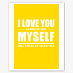 Self‑Love Joke in Yellow – Funny Valentine’s Card – personalised Valentine card, custom romantic greeting or anniversary card; make your own unique card.