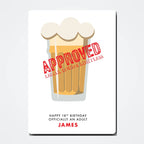 Personalised beer birthday card mockup with light shadow grey tone for milestone birthdays