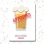 Personalised beer birthday card mockup – party theme with confetti for milestone birthday
