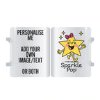 Personalised Sparkle Pop Cheerful Star Mug – playful star character; add your name or image