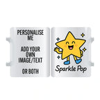 Personalised Sparkle Pop Classic Star Mug – playful star character; add your name or image