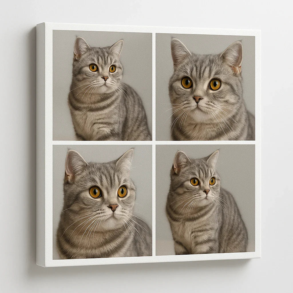 Personalised Pet Collage Canvas | Custom Cat Photo Wall Art