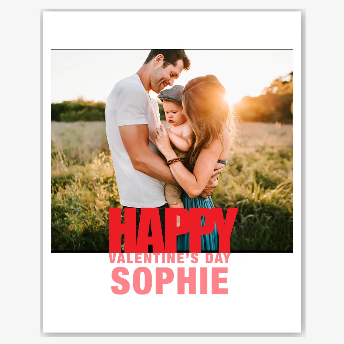 Sunset Family Photo Type Stack – Personalised Card – personalised Valentine card, custom romantic greeting or anniversary card; make your own unique card.