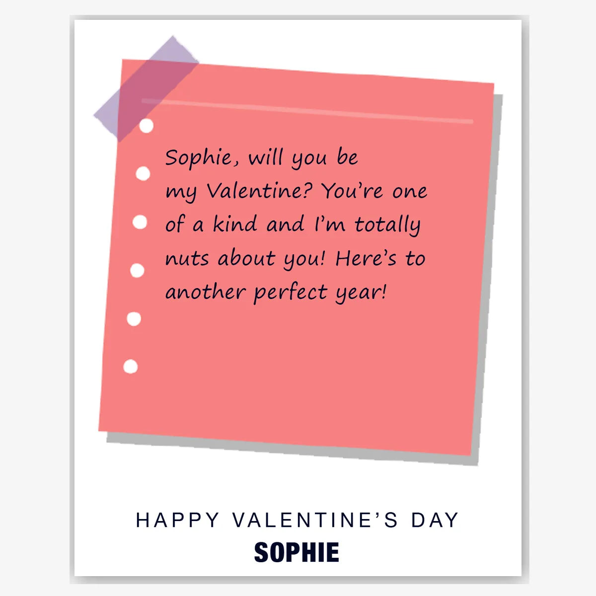 Sweet Tape Note Message – Personalised Card – personalised Valentine card, custom romantic greeting or anniversary card; make your own unique card.