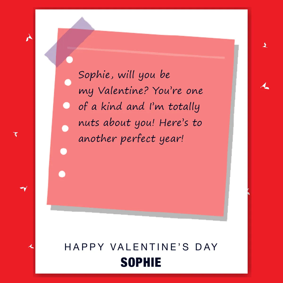  – personalised card design, perfect Valentine card for her or him, romantic customised greeting to make your personalised card unique and memorable.
