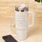 Personalised Teacher Tumbler Gift - Teacher Fueling Bright Minds Engraved Travel Cup in White