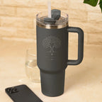 Personalised Teacher Tumbler with Tree of Life Engraved Design and Custom Name Black 