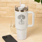 Personalised Teacher Tumbler with Tree of Life Engraved Design and Custom Name White