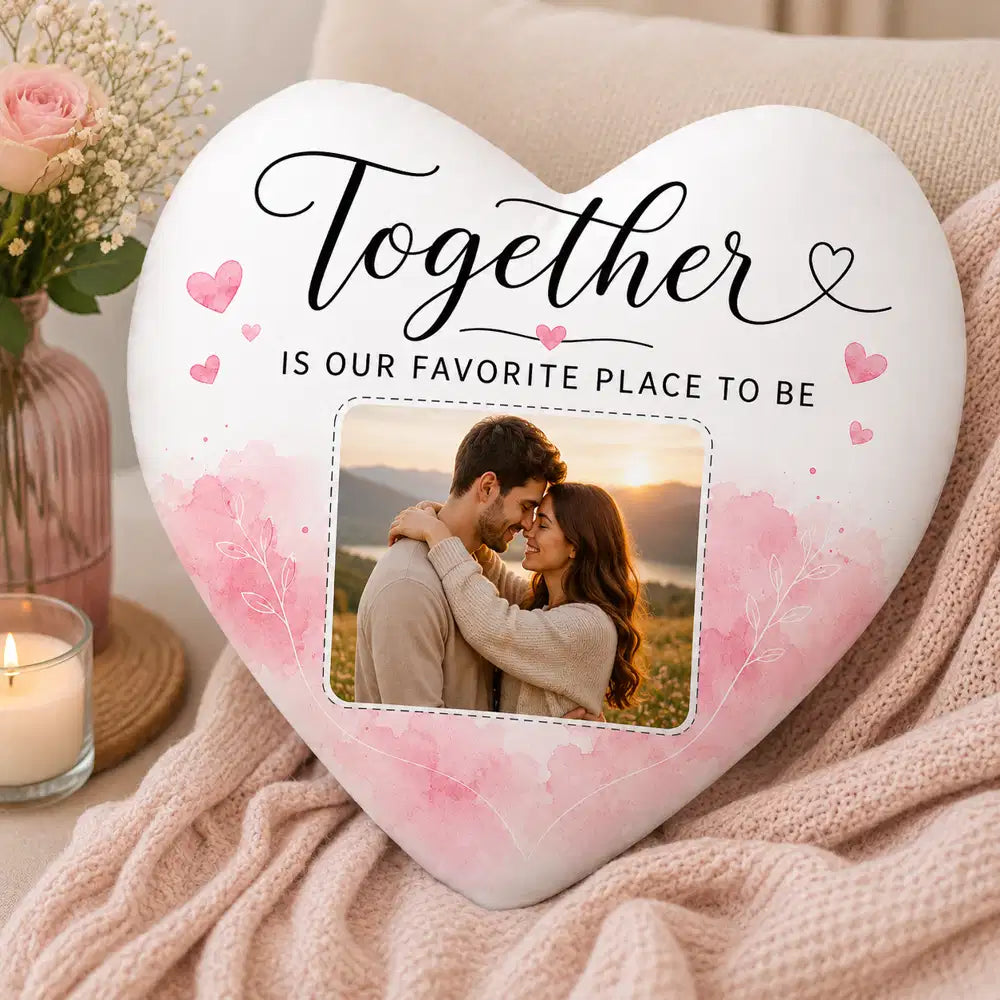 personalised photo heart cushion together romantic gift for couples