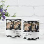 Custom photo mug with romantic couple images in film strip design