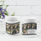 Personalised coffee mug with romantic film strip photos, Valentine’s Day gift